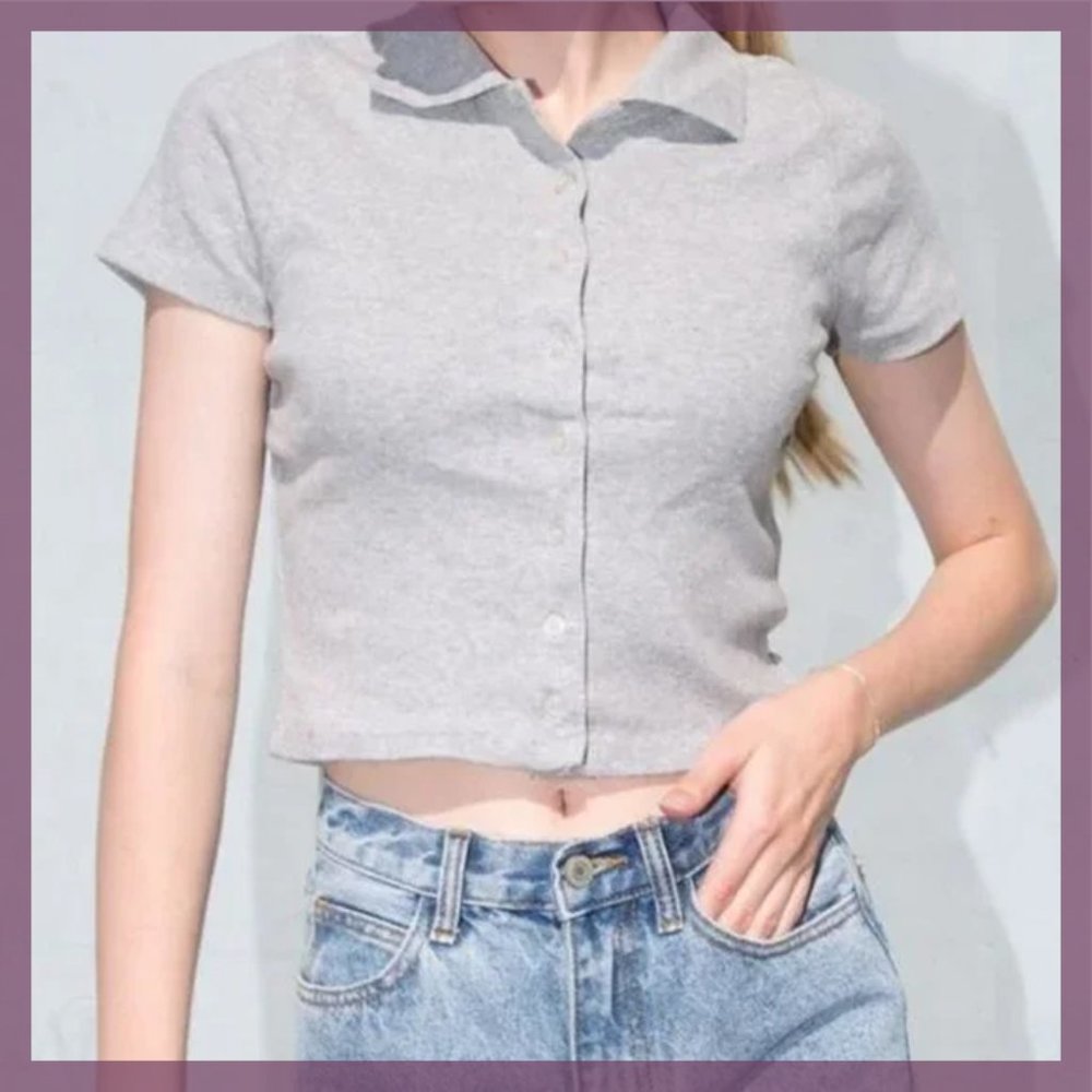 Brandy Melville Caroline Top in Heather Grey
